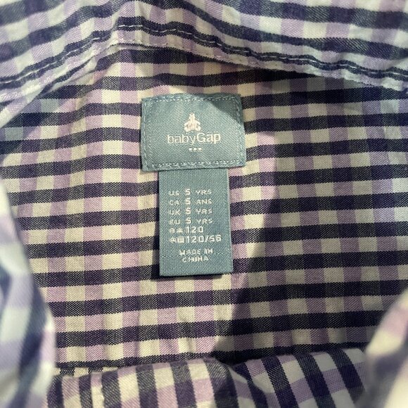 Baby GAP Boys Gingham Poplin Button Down Long Sleeve Shirt Size 5 (SKU: 153B) - Picture 2 of 3